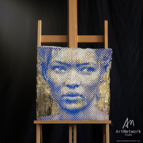 Kate Moss Zeitgenössisches Kunstwerk auf Staffelei für Büro und Unternehmen